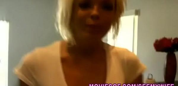  Big tits blonde wife gets filmed masturbating in the kitchen